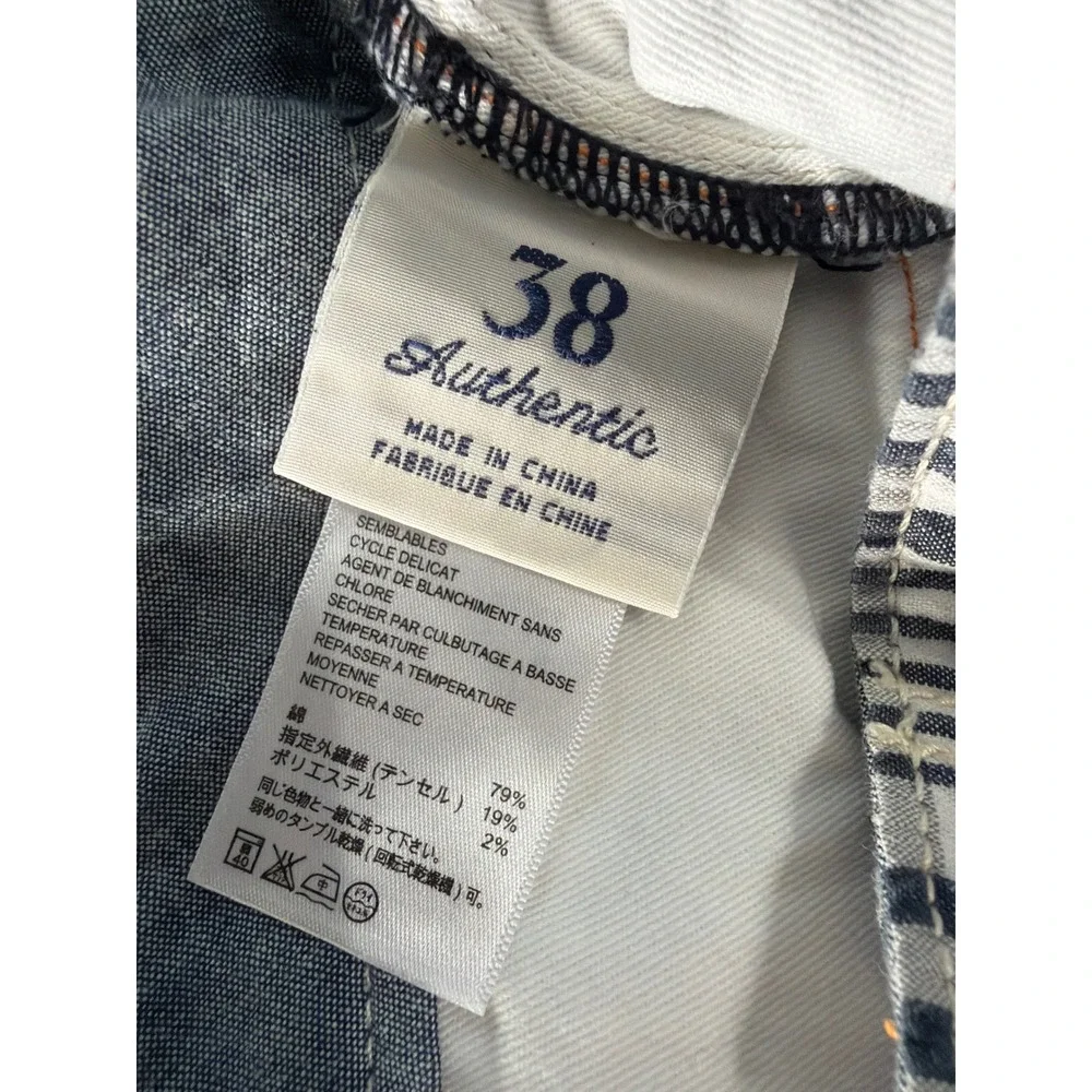 Tommy Bahama Cargo Shorts Mens 38 Navy White Plaid Cotton Tencel Casual Preppy